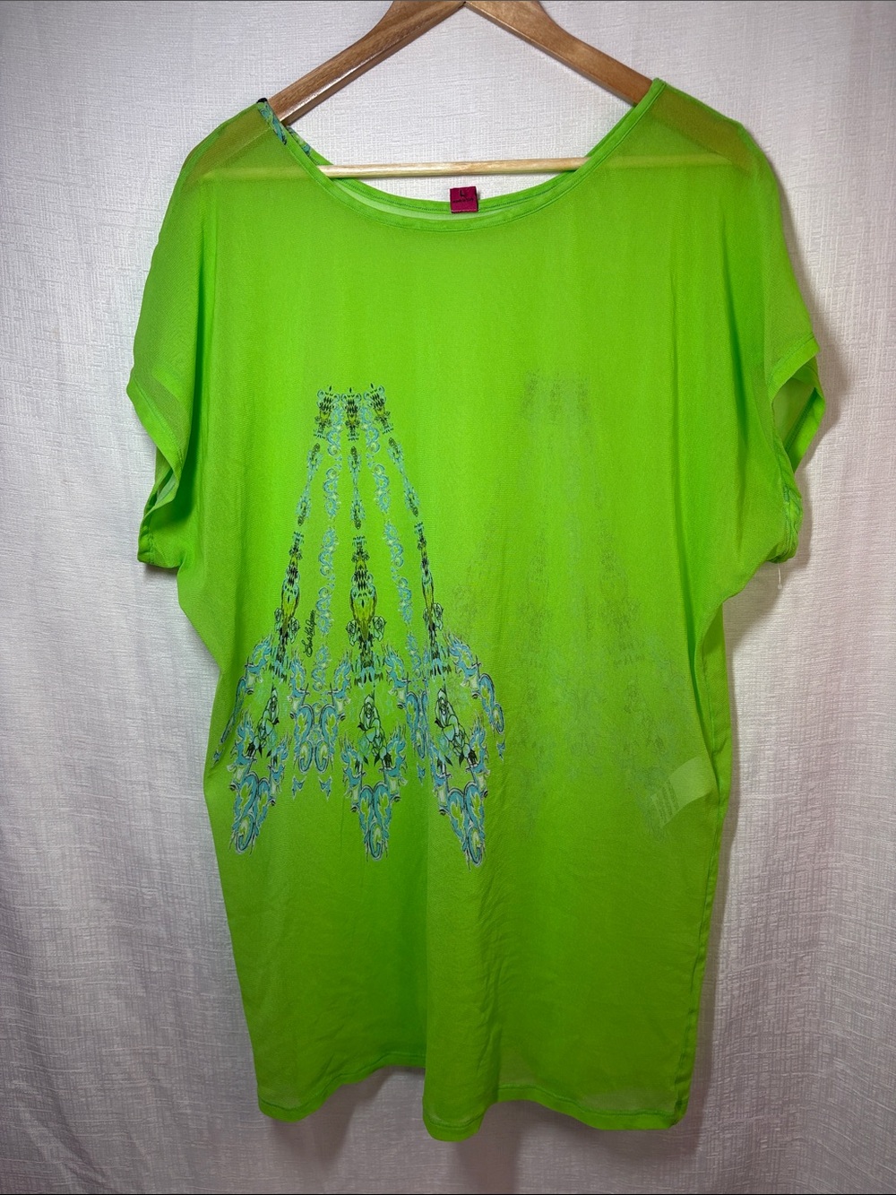 Save the Queen Italian Designer Mesh Tunic Top, Size Large, Y2K